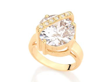 ANEL SOLITÁRIO BANHADO A OURO 18K COM ZIRCÔNIAS