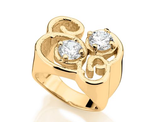 ANEL BANHADO A OURO 18K COM ZIRCÔNIAS