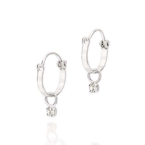 BRINCO ARGOLA BANHADO A PLATINA COM CRISTAIS