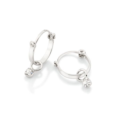 BRINCO ARGOLA BANHADO A PLATINA COM CRISTAIS