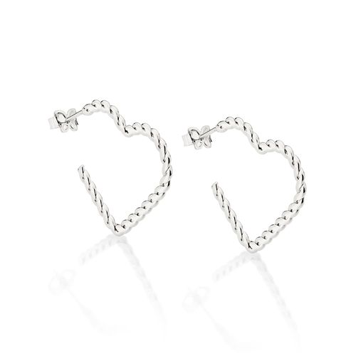 BRINCO MEIA ARGOLA CORAÇÃO BANHADO A PLATINA