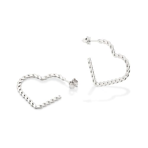 BRINCO MEIA ARGOLA CORAÇÃO BANHADO A PLATINA