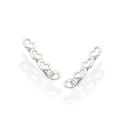 BRINCO EAR CUFF CORAÇÕES BANHADO A PLATINA