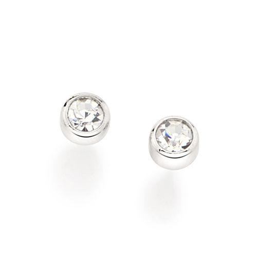 BRINCO SOLITÁRIO INFANTIL BANHADO A PLATINA COM CRISTAIS