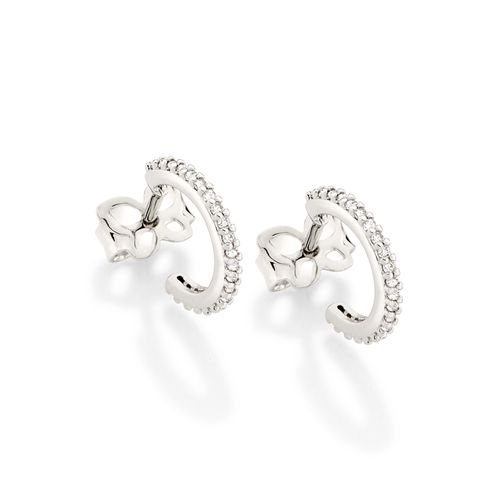 BRINCO MEIA ARGOLA BANHADO A PLATINA COM ZIRCÔNIAS