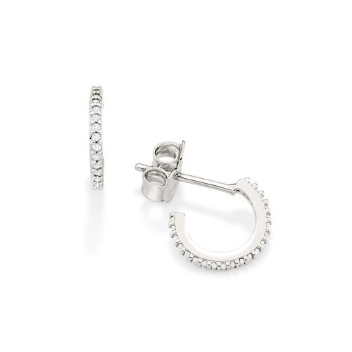 BRINCO MEIA ARGOLA BANHADO A PLATINA COM ZIRCÔNIAS