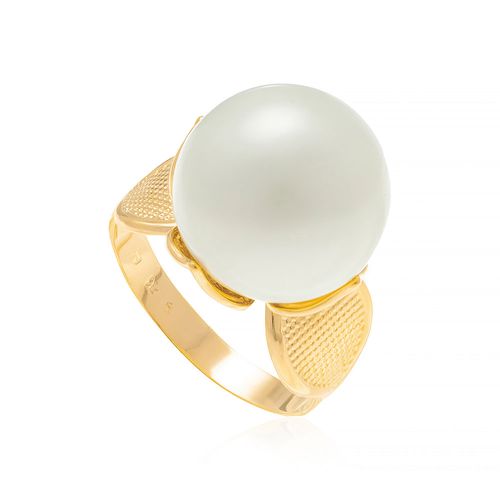 ANEL BANHADO A OURO 18K COM PÉROLA SINTÉTICA
