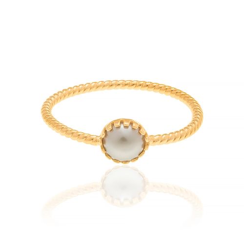 ANEL SOLITÁRIO BANHADO A OURO 18K COM PÉROLA