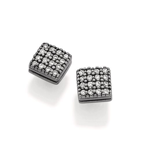 BRINCO BANHADO A RHODIUM NEGRO NO FORMATO QUADRADO