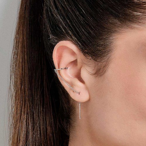 BRINCO EAR CUFF COM PIERCING DE PRESSÃO BANHADO A PLATINA