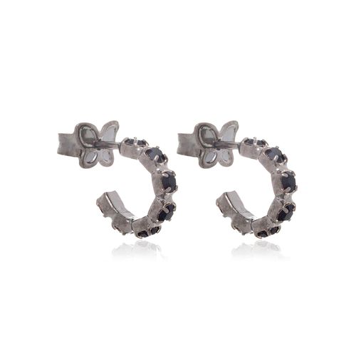 BRINCO MEIA ARGOLA BANHADA A RHODIUM NEGRO