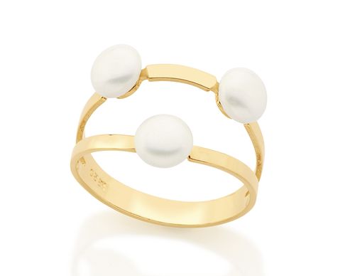 ANEL BANHADO A OURO 18K COM PÉROLA SINTÉTICA