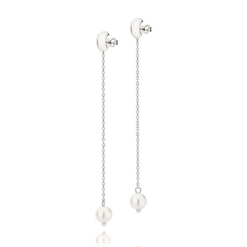 BRINCO BANHADO A PLATINA COM PÉROLAS SINTÉTICAS