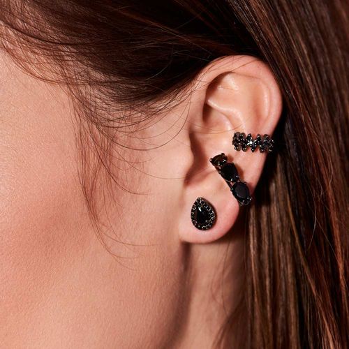 BRINCO PIERCING DE PRESSÃO BANHADO A RHODIUM NEGRO COM FORMATO ZIG ZAG