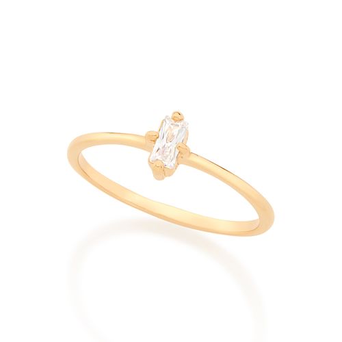 ANEL SOLITÁRIO BANHADO A OURO 18K COM ZIRCÔNIA