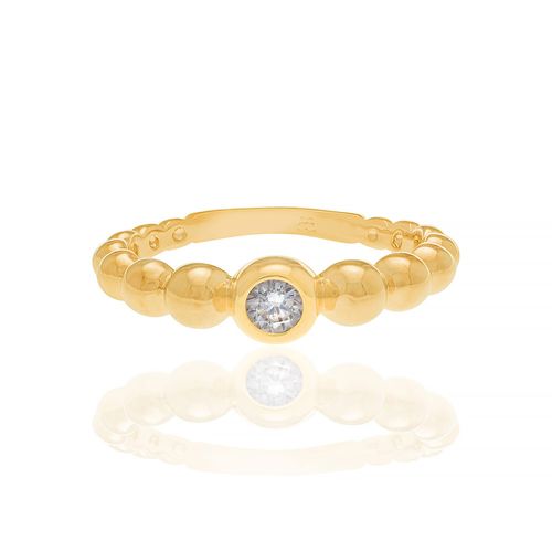 ANEL SOLITÁRIO BANHADO A OURO 18K COM ZIRCÔNIA