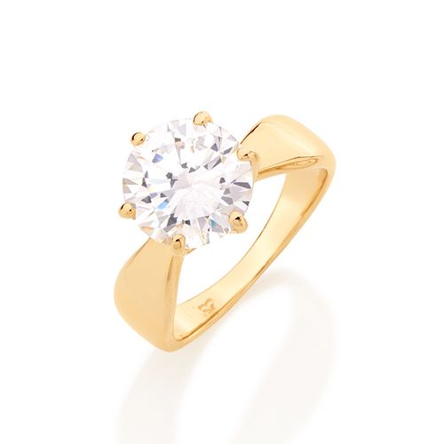 ANEL SOLITÁRIO BANHADO A OURO 18K COM ZIRCÔNIA