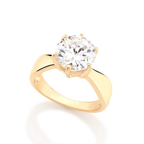 ANEL SOLITÁRIO BANHADO A OURO 18K COM ZIRCÔNIA