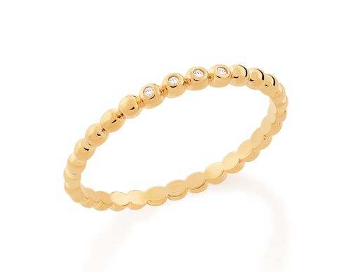 ALIANÇA BANHADA A OURO 18K COM ARO FORMADO POR ESFERAS E ZIRCÔNIAS