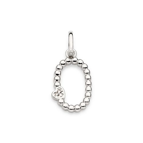 PINGENTE LETRA COM CORAÇÃO BANHADO A PLATINA-LETRA O