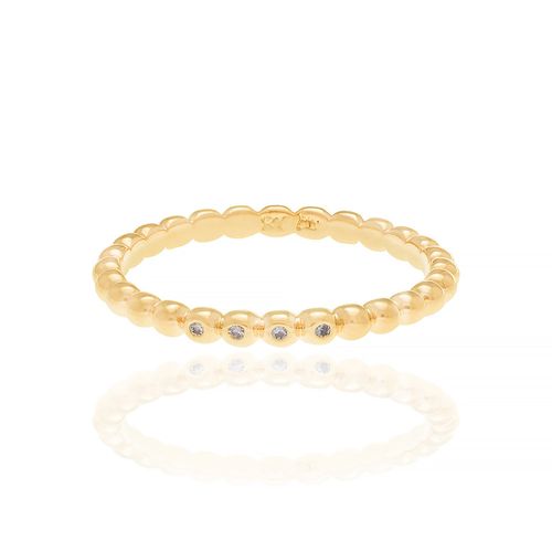 ALIANÇA BANHADA A OURO 18K COM ARO FORMADO POR ESFERAS E ZIRCÔNIAS