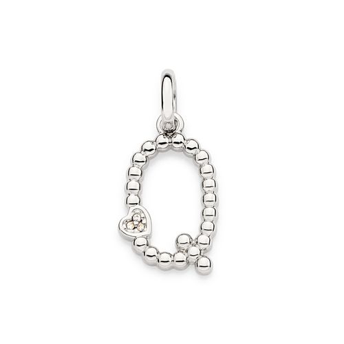 PINGENTE LETRA COM CORAÇÃO BANHADO A PLATINA-LETRA Q