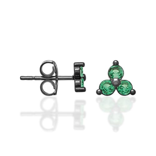 BRINCO BANHADO A RHODIUM NEGRO TRIÂNGULO COM ZIRCÔNIAS