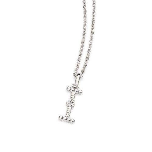 PINGENTE LETRA COM CORAÇÃO BANHADO A PLATINA-LETRA I