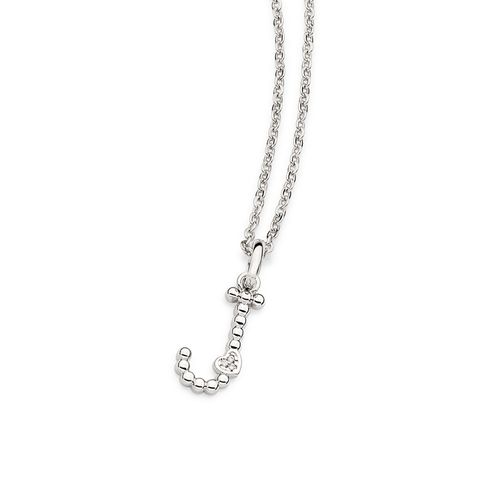 PINGENTE LETRA COM CORAÇÃO BANHADO A PLATINA-LETRA J