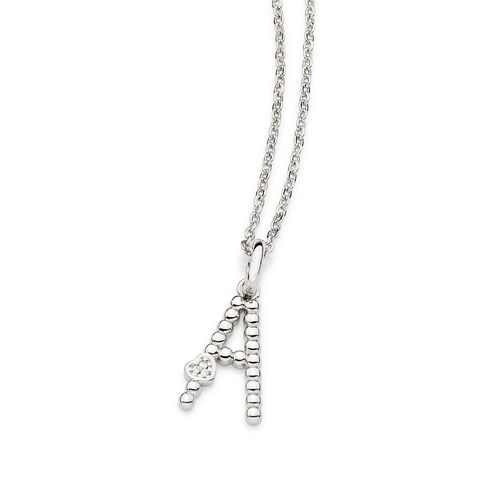 PINGENTE LETRA COM CORAÇÃO BANHADO A PLATINA-LETRA A