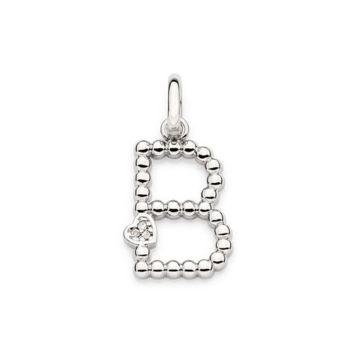 PINGENTE LETRA COM CORAÇÃO BANHADO A PLATINA-LETRA B