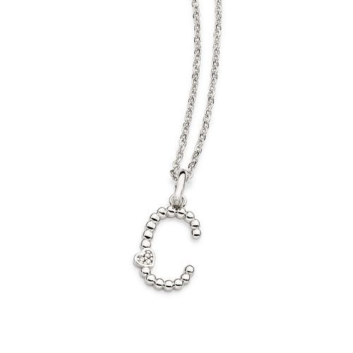 PINGENTE LETRA COM CORAÇÃO BANHADO A PLATINA-LETRA C