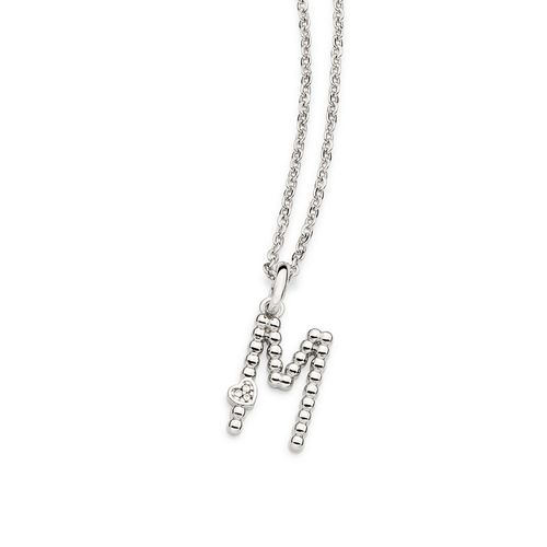 PINGENTE LETRA COM CORAÇÃO BANHADO A PLATINA-LETRA M