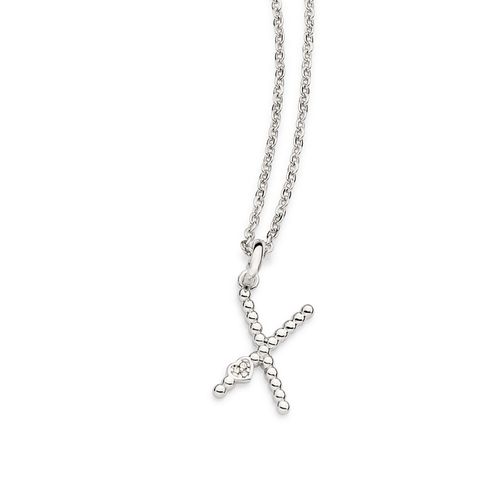 PINGENTE LETRA COM CORAÇÃO BANHADO A PLATINA-LETRA X