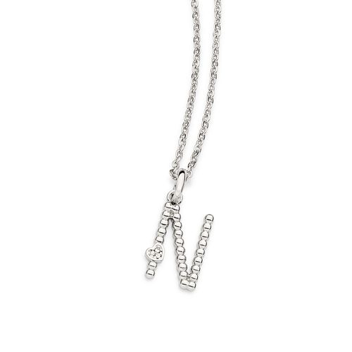 PINGENTE LETRA COM CORAÇÃO BANHADO A PLATINA-LETRA N