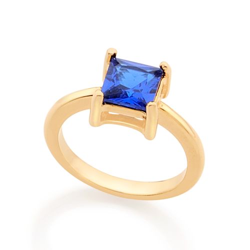 ANEL SOLITÁRIO BANHADO A OURO 18K COM ZIRCÔNIA