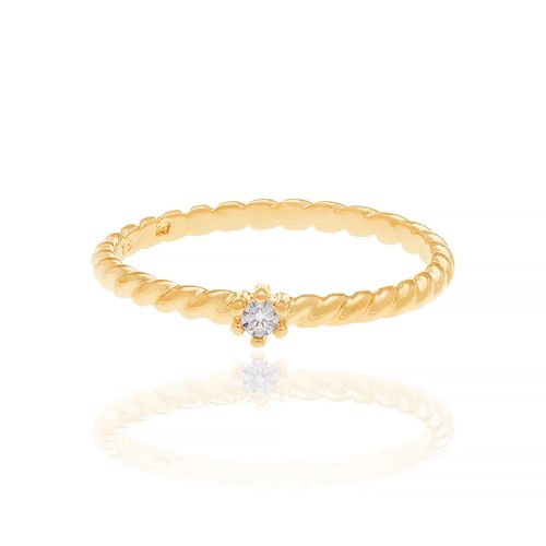 ALIANÇA SOLITÁRIA BANHADA A OURO 18K COM ZIRCÔNIA