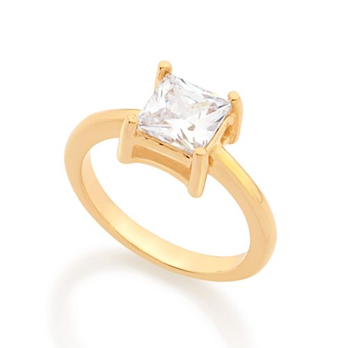 ANEL SOLITÁRIO BANHADO A OURO 18K COM ZIRCÔNIA