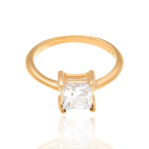 ANEL SOLITÁRIO BANHADO A OURO 18K COM ZIRCÔNIA