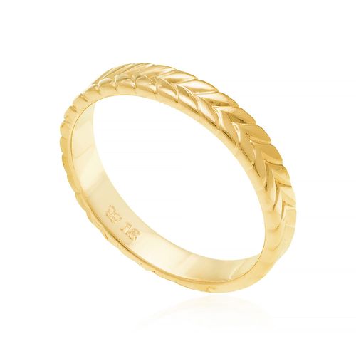 ALIANÇA BANHADA A OURO 18K COM DETALHES DE FOLHAS