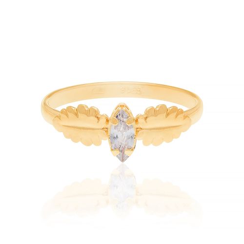 ANEL SOLITÁRIO BANHADO A OURO 18K COM ZIRCÔNIA