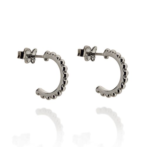 BRINCO MEIA ARGOLA BANHADO A RHODIUM NEGRO