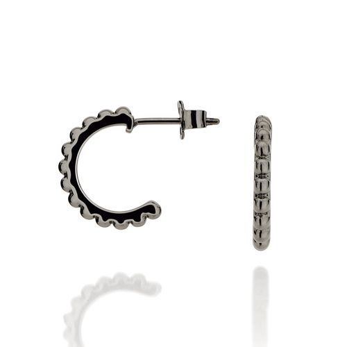 BRINCO MEIA ARGOLA BANHADO A RHODIUM NEGRO