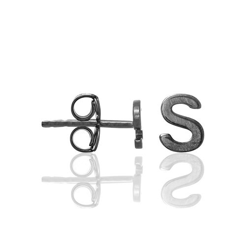 BRINCO BANHADO A RHODIUM NEGRO NO FORMATO DE LETRAS-LETRA S