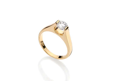 ANEL SOLITÁRIO BANHADO A OURO 18K COM ZIRCÔNIA