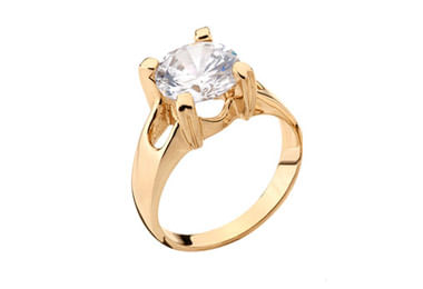 ANEL SOLITÁRIO BANHADO A OURO 18K COM ZIRCÔNIA