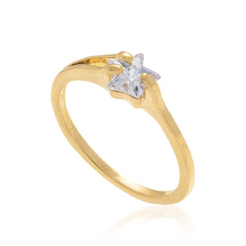 ANEL BANHADO A OURO 18K ESTRELA COM ZIRCÔNIA