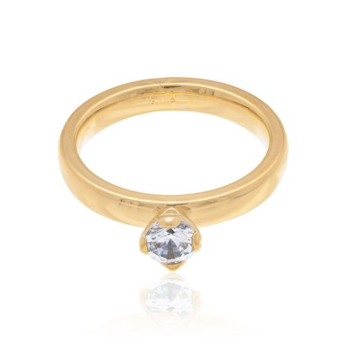 ANEL SOLITÁRIO BANHADO A OURO 18K COM ZIRCÔNIA