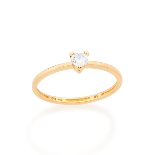 ANEL SOLITÁRIO BANHADO A OURO 18K COM ZIRCÔNIA