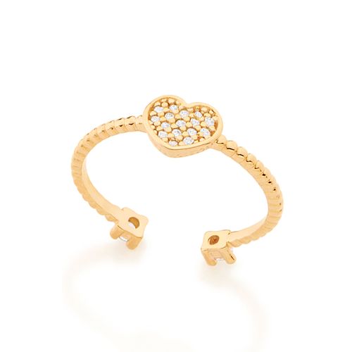 ANEL SKINNY RING BANHADA A OURO 18K CORAÇÃO